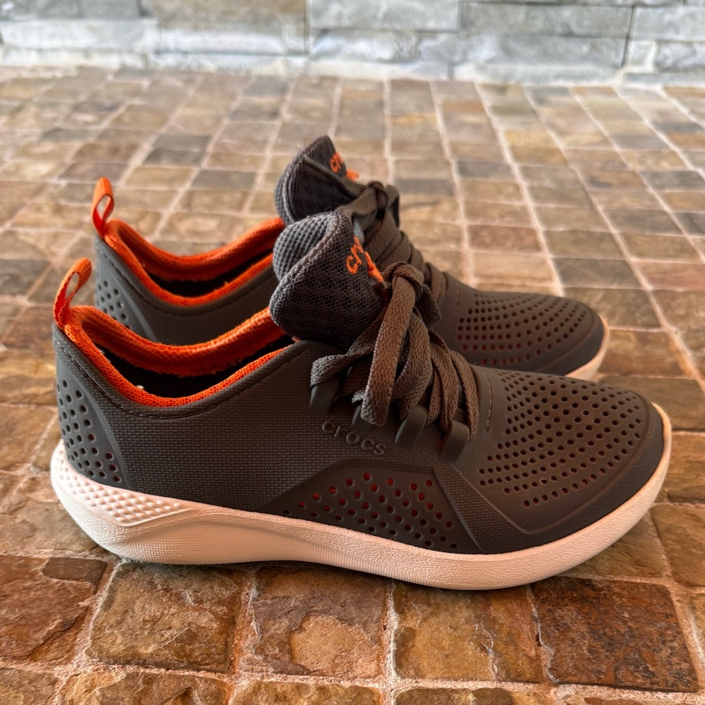 CROCS Kids Sneakers - Charcoal and Tangerine